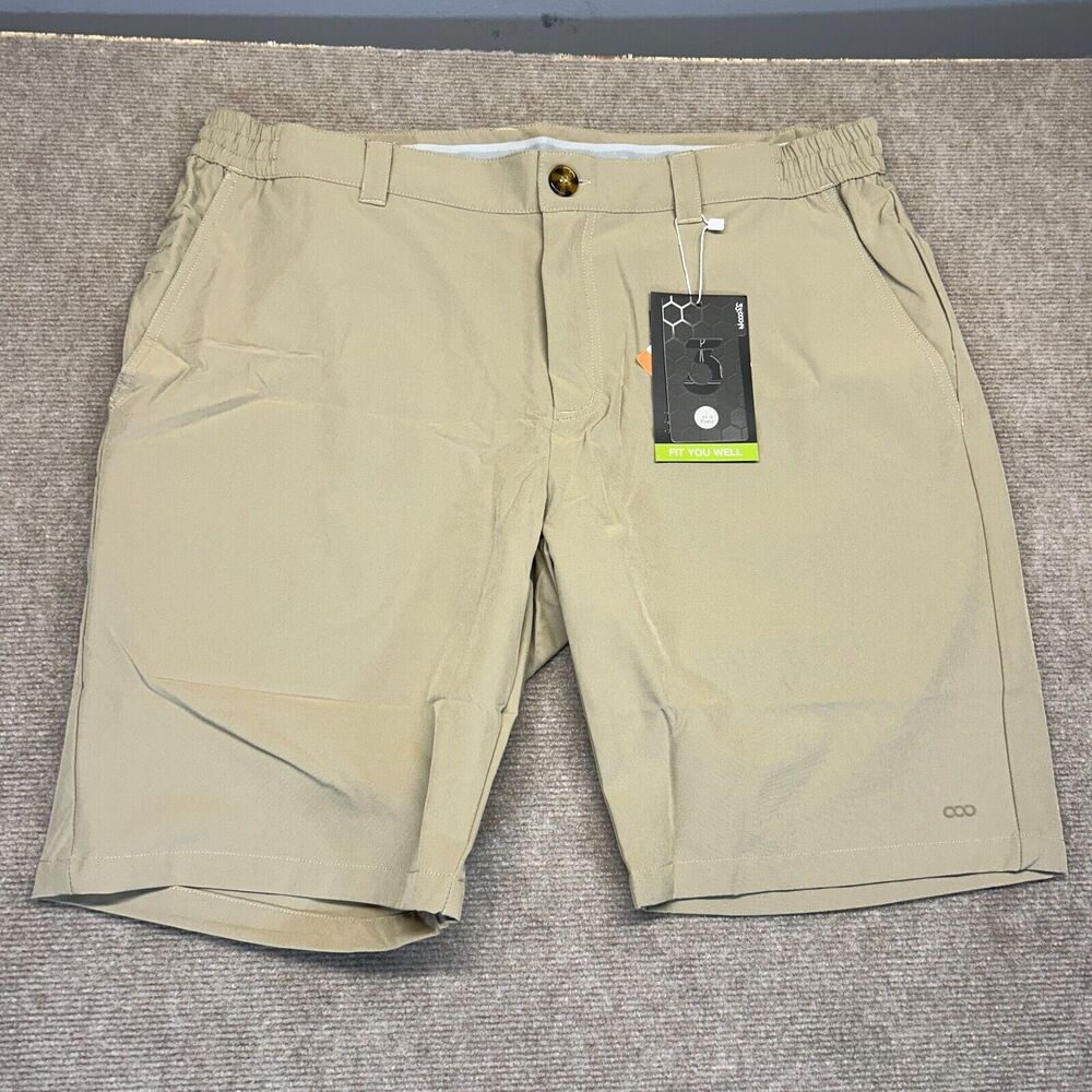 33,000ft GeoTech Shorts Men's Large Elastic Waist Tan Performance 9" NEW
